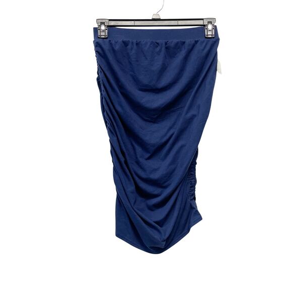 Ingrid And Isabel Women's Navy Blue Ruched Side Stretch Maternity Skirt Size XL - Picture 1 of 5